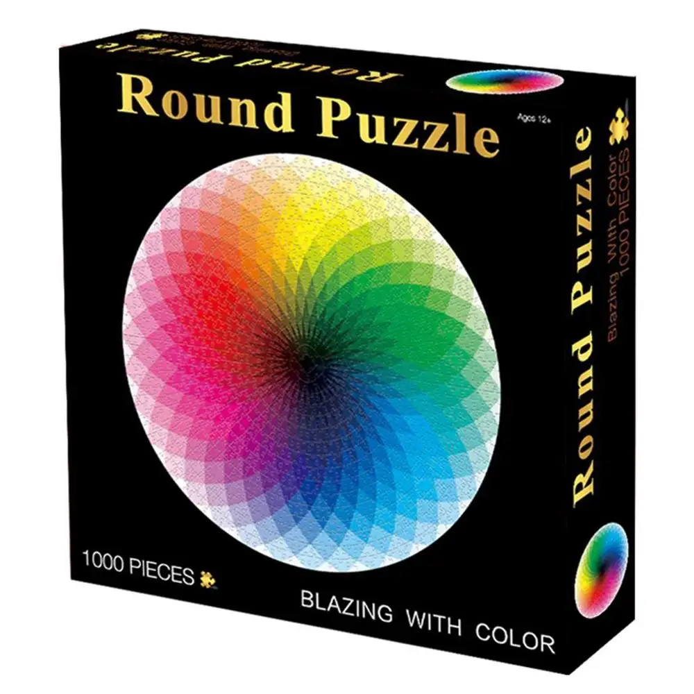 

Kids Puzzle 1000 Pieces Colorful Rainbow Round Geometrical Photo Puzzle DIY Educational Reduce Stress Toy Jigsaw Puzzle Paper