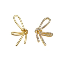 GHIDBK, полые в форме бабочки, проводные асимметричные серьги-гвоздики, серьги ручной работы, изящные стразы с бантиком, серьги, красивые несимметричные серьги