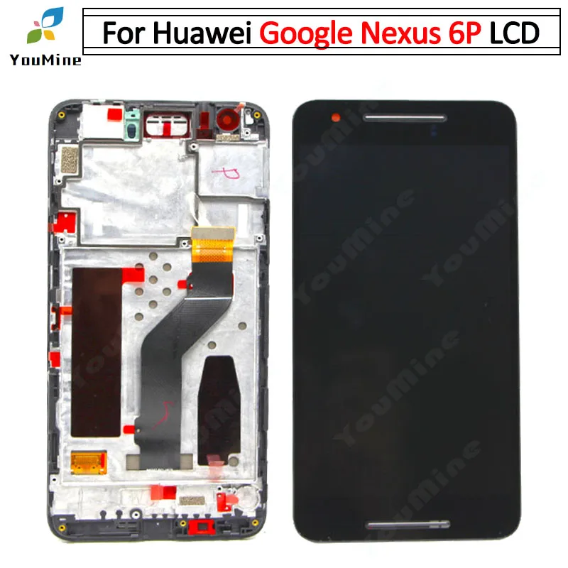 

Original 5.7" LCD For Huawei Google Nexus 6P LCD Display Touch Screen Digitizer Assembly With Frame Replacement Parts Black+tool