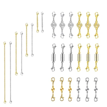 

26Pcs Cylindrical Spherical netic Buckle Accessories Gold Silver Necklace Extension Lobster Clasp DIY Jewelry Jewelry