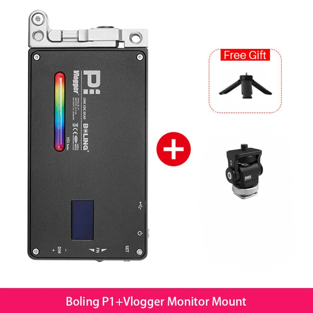 add adapter Boling BL-P1 Карманный RGB светильник 2500 K-8500 K с регулируемой яркостью на камеру фото светильник ing Studio DSLR Studio светодиодный компактный светильник для видеосъемки - Цвет: add adapter