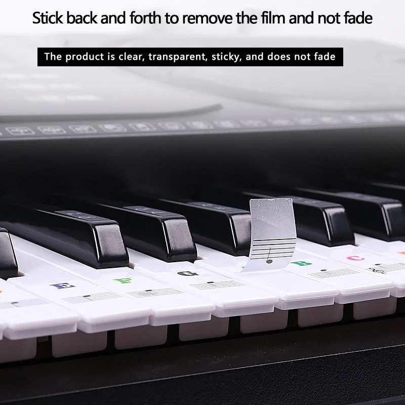 Многоцветная прозрачная наклейка на клавиатуру фортепиано 54/61 клавиша фортепиано с электронной клавиатурой наклейка 88 ключ фортепиано Stave Note наклейка