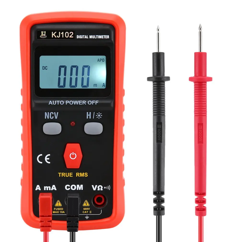 KJ102 1999 отсчетов Цифровой мультиметр автоматический диапазон True RMS AC/DC Вольт Ампер Ом Сопротивление непрерывности NCV тестер удержания данных