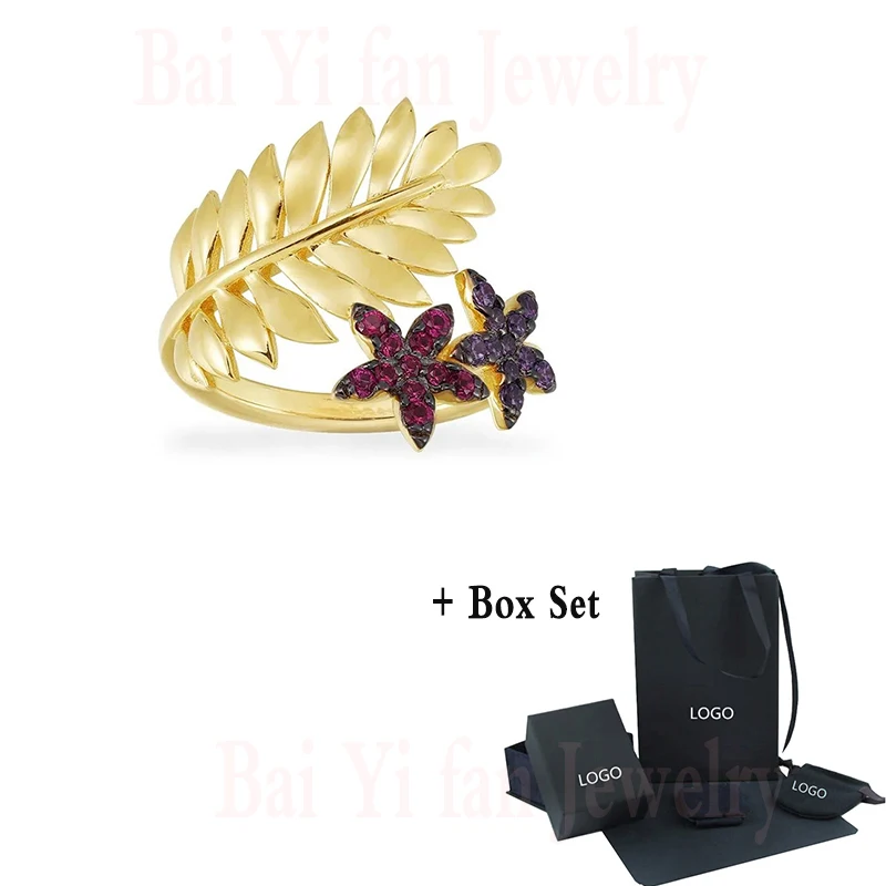 

Fashion Moroccan Jewelry New Tropical Flower Palm Leaf Ring Delicate Flower Palm Leaf Decoration Female Romantic Jewelry Gift