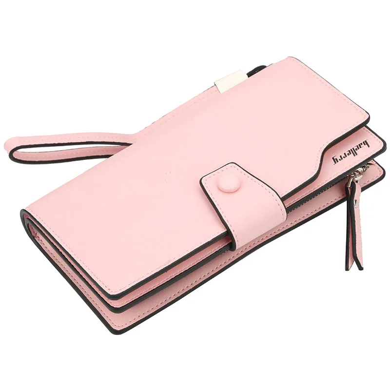Pink Портмоне baellerry длинный твердый женский кошелек из искусственной кожи на молнии с застежкой-молнией сумка держатель для кредитных карт с фотографиями держателя внутренний карман на молнии кошелек - Цвет: Pink