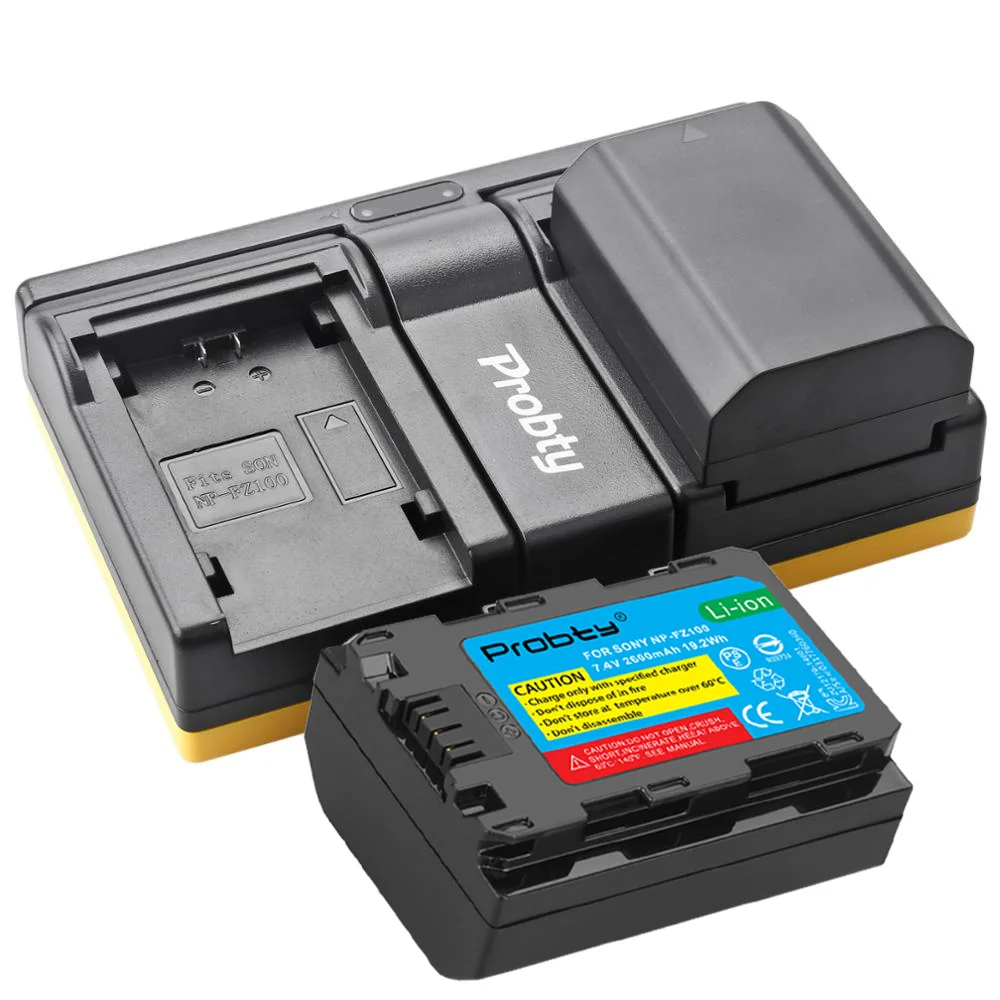 2Pcs Np-Fz100 Np Fz100 Npfz100 Battery + Usb Caricatore Doppio Per Sony Alpha 9 A9 9R A9R 9S A9S A7Riii A7R3 7Rm3 A7M3 Bc-Qz1 Macchina Fotografica