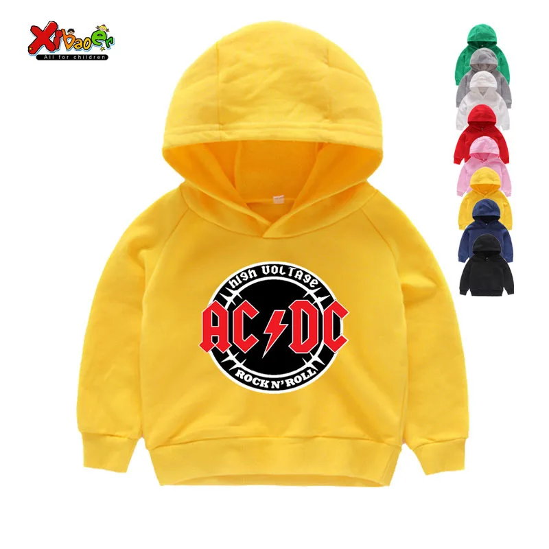 Детская одежда с принтом ACDC, комплекты для детей 2, 3, 4, 5, 6 лет, костюм для дня рождения, спортивные костюмы для мальчиков, детские спортивные костюмы ACDC, худи, топ, штаны, 2 предмета - Цвет: Kids Hoodies