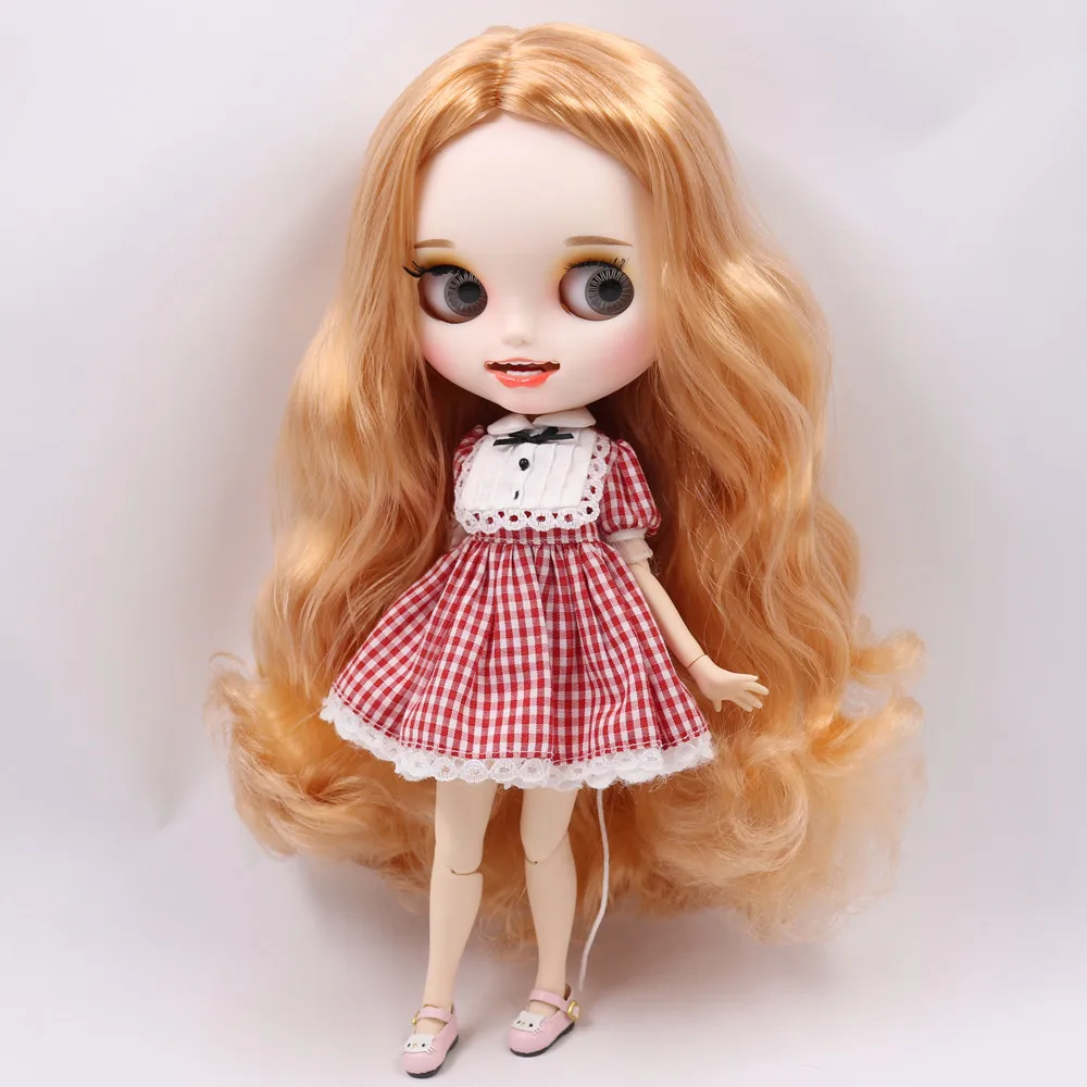 Ледяной обнаженный Blyth кукла No. BL2240 медовый каштановый волос резные губы открытый рот матовые индивидуальные лица соединение тела 1/6 bjd