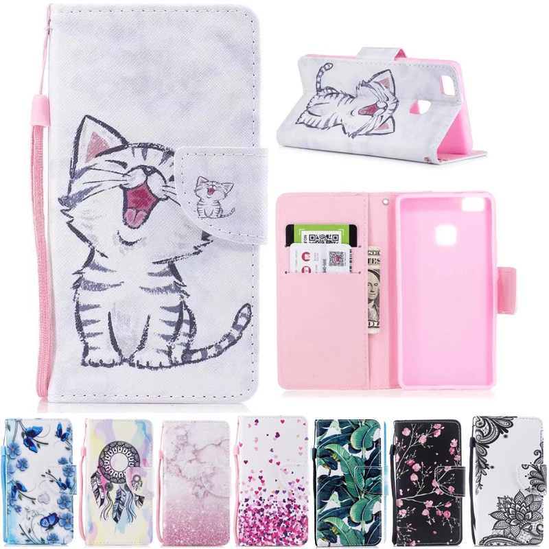 

F For Funda Huawei P9 Lite Case 5.2 Wallet Cute Cat Stand Phone Cases For Huawei P9Lite 2016 Cover Flip PU Leather Book Holder