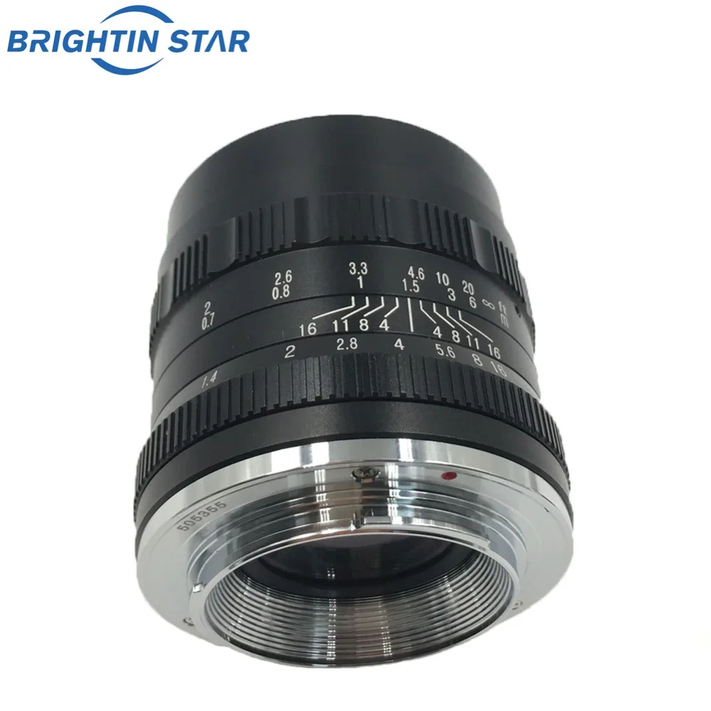 Brightin star 50 мм F1.4 с большой апертурой, с ручным фокусом, с фиксированным объективом, с беззеркальным объективом для камеры Fuji FX-mount APS-C