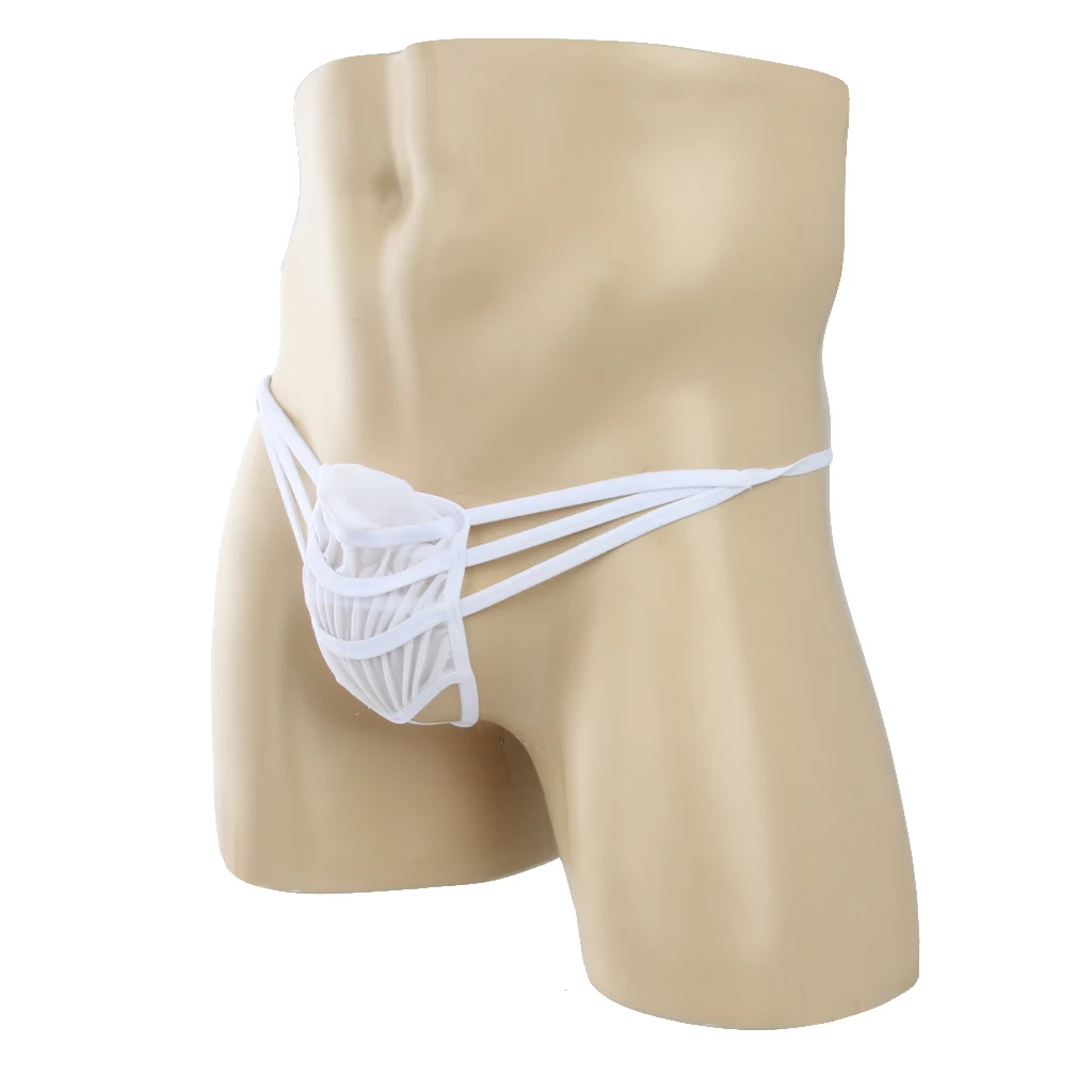  Mens Sexy White Underwear Gay Exotic Underpants Short Open Crotch Briefs C401 White g-string