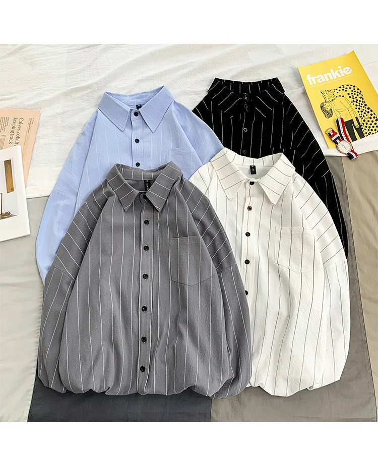 Белая полосатая рубашка с длинным рукавом для мужчин camisa masculina, приталенные повседневные мужские рубашки