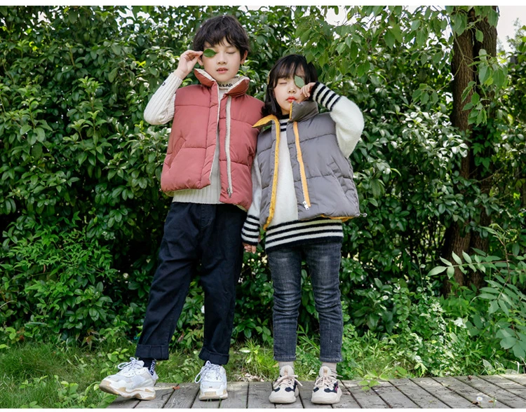 2019 Autumn winter children vests coats 2-8 year warm waistcoats for boys & girls color red yellow little child vests unisex