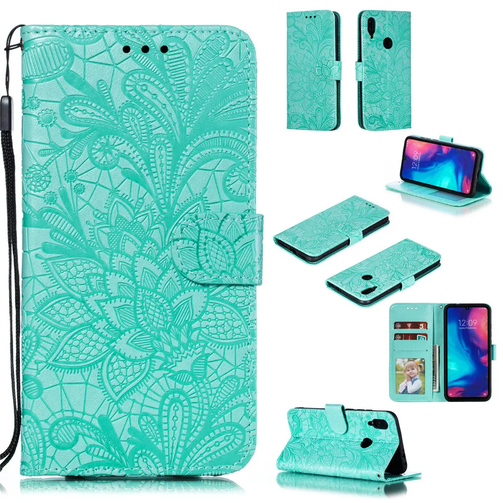 Чехол-книжка с кружевным цветком для Xiaomi mi 9T 9 SE A3 A2 8 Lite Red mi Go 6 7A Note 7 6 Pro K20 Роскошный кожаный чехол с текстурой