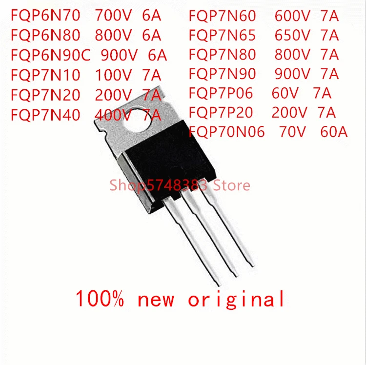 10 шт. FQP6N70 FQP6N80 FQP6N90C FQP7N10 FQP7N20 FQP7N40 FQP7N60 FQP7N65 FQP7N80 FQP7N90 FQP7P06 FQP7P20 FQP70N06 TO-220 | Электроника