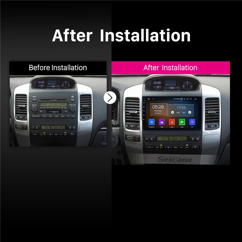 Seicane Android 9,0 9 дюймов Автомагнитола для 2002 2003 2004-2009 Toyota Prado Cruiser 120 1Din gps головное устройство 4G Wifi стерео плеер