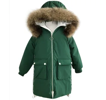 

2019 New Style Girls down Jacket Children's Thickening Large Fur Collar Children's Clothing Coat Baby White Duck down jecket