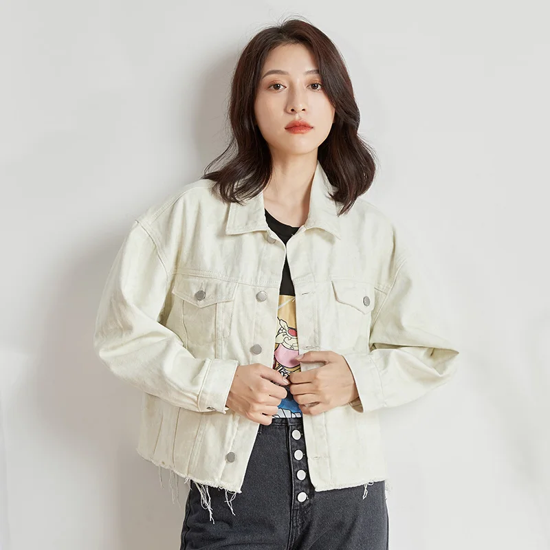 Женская короткая джинсовая куртка LEIJIJEANS, модная белая повседневная молодежная куртка из денима, новая популярная модель большого размера