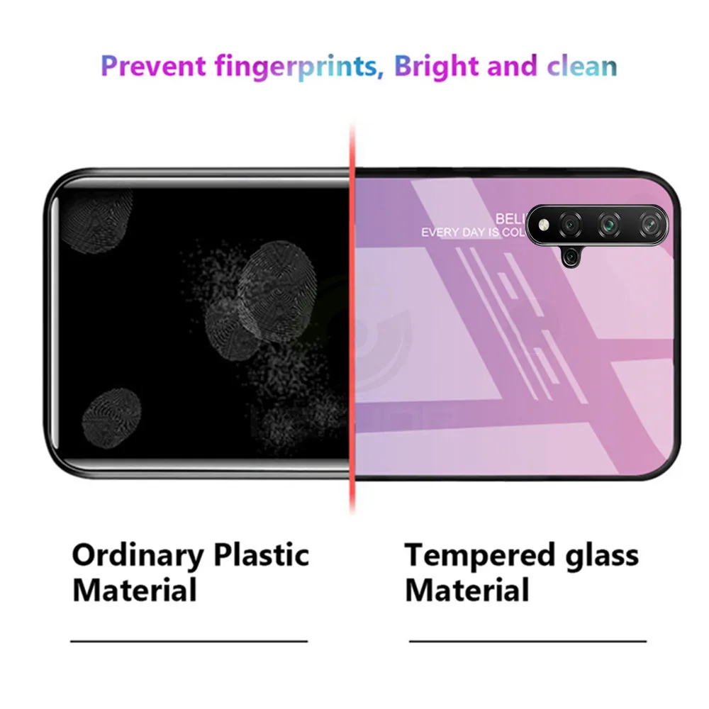 Стеклянный чехол Keajor для huawei Nova 5 T, чехол из ТПУ с градиентом+ чехол из закаленного стекла для телефона, чехол для huawei Honor 20