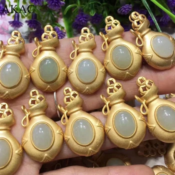 

Free shipping AKAC natural white nephrite ancient silver pendant factory wholesale send randomly