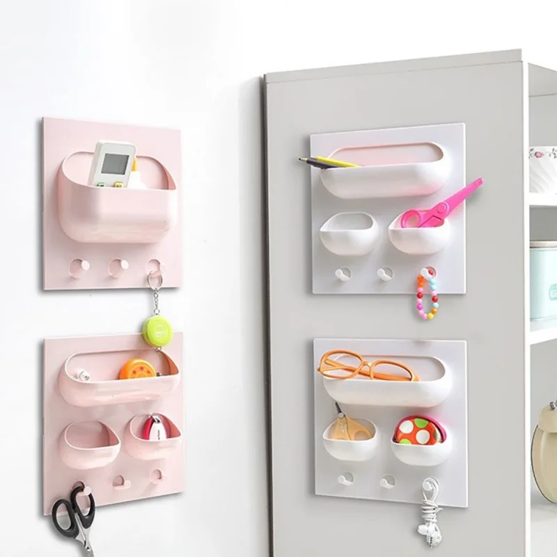Kitchen Household Toiletries Storage Rack With Strong No Trace Storage Rack Sticker Bathroom Plastic Storage Racks