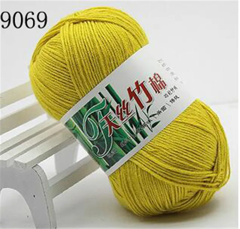 a9069 1 шт./50 г пряжа из натурального бамбукового хлопка, мягкая пряжа для вязания крючком, детская пряжа для вязания, шерстяной шарф, ручная вязка, вязаная своими руками - Цвет: a9069