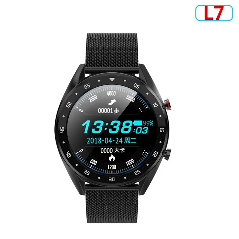 Black Metal Strap L7 Bluetooth Смарт-часы для мужчин ЭКГ+ PPG HRV монитор сердечного ритма кровяного давления IP68 водонепроницаемый смарт-браслет для Android IOS телефона - Цвет: Black Metal Strap