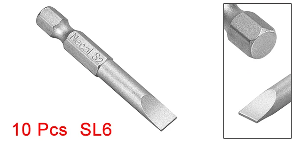 H1or4x50xSL6 10pcs Uxcell шлиц под отвёртку биты 1/" Шестигранным хвостовиком диаметром 50/75 мм Длина Магнитный SL3/4/5/6 головы слота S2 сплав Сталь Электрический воздушный Drils - Цвет: H1or4x50xSL6 10pcs