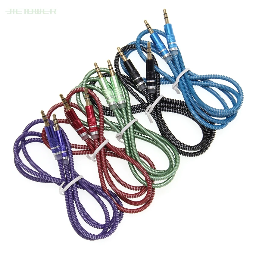 UV Spring Audio Cables 3 5 Jack AUX Audio Cable 3 5MM Male to Male Cable For Phone Car Speaker MP4 Headphone Jack 3 5 50pcs lot