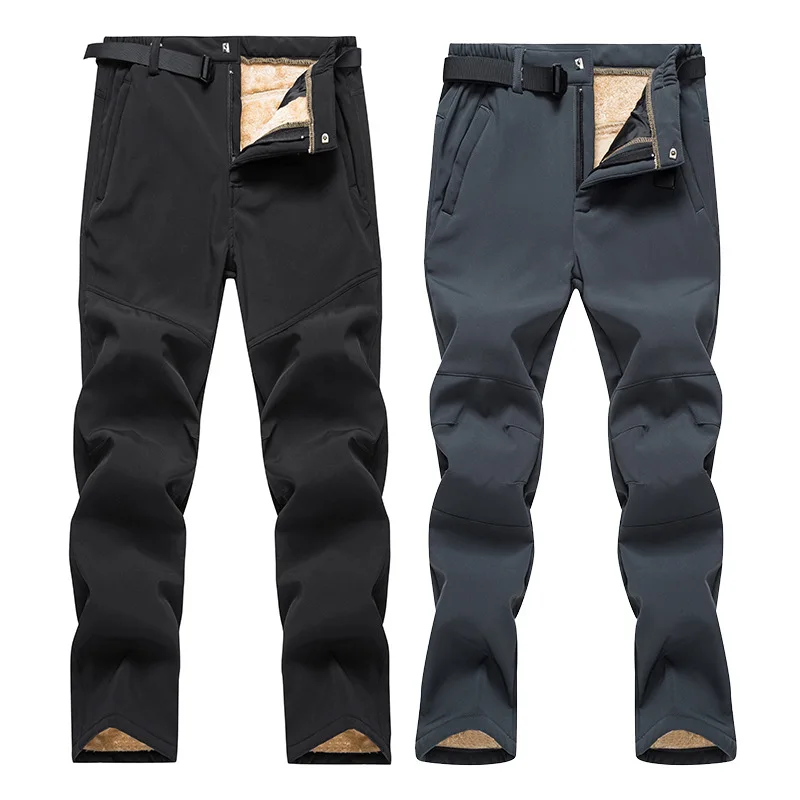 

Мужские и женские парные брюки из овечьей шерсти зимние уличные водонепроницаемые ветрозащитные теплые бархатные плотные мягкие лыжные брюки