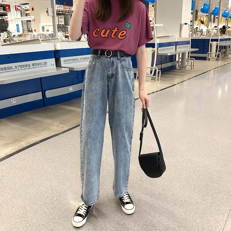 Женские джинсы, полная длина, прямые, 2XL, свободные, Boyfriend, унисекс, высокая талия, подходит ко всему, уличная одежда, для отдыха, женские штаны, винтажные, шикарные