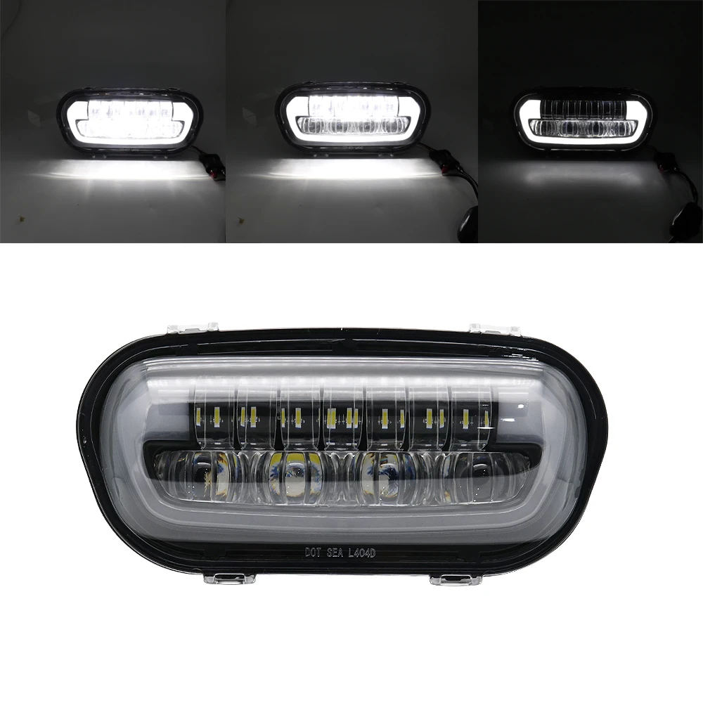 Moto rcycle 9,8 дюймов мото круглые фары Hi/low beam DRL дальнего света для Fat Bob проектор светодиодный фары - Цвет: Черный