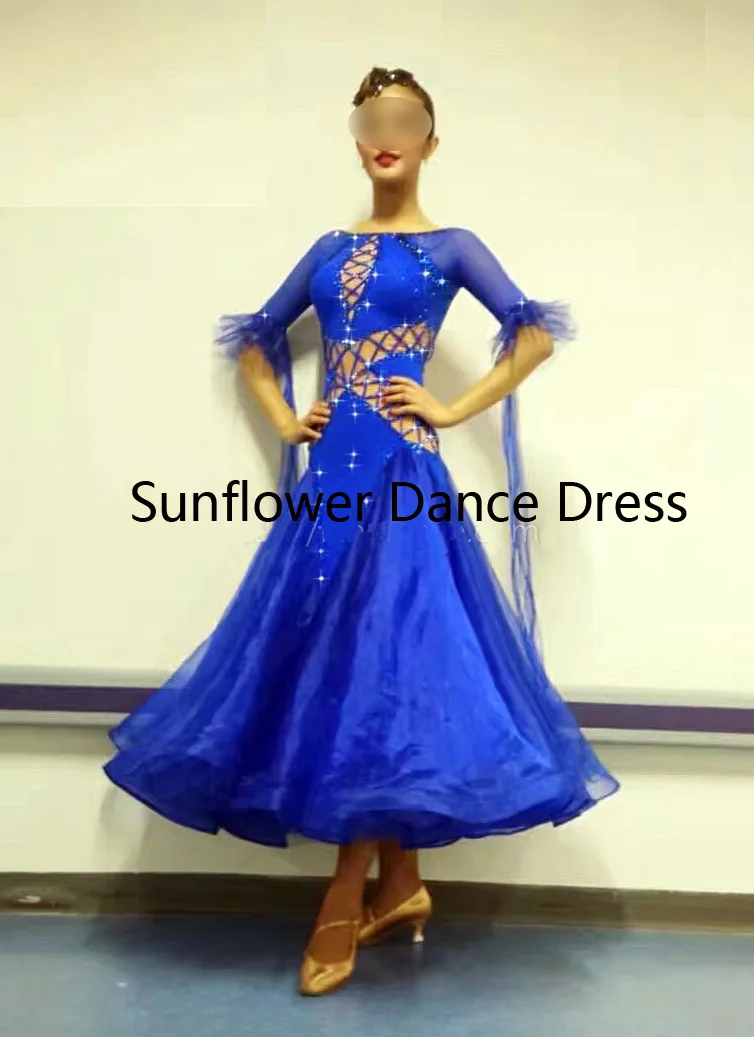 ballroom dance dress Standard dance dress dancewear Ballroom Dance gown royal blue - Цвет: As shown in picture