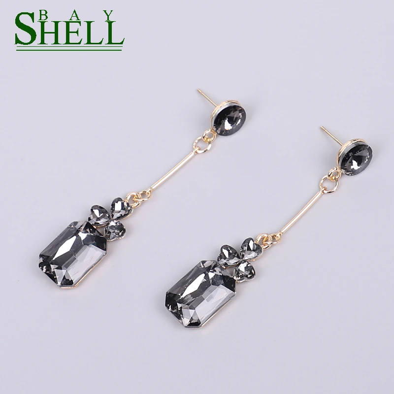 Женские серьги с кубическим кристаллом Shell bay белые простые квадратные