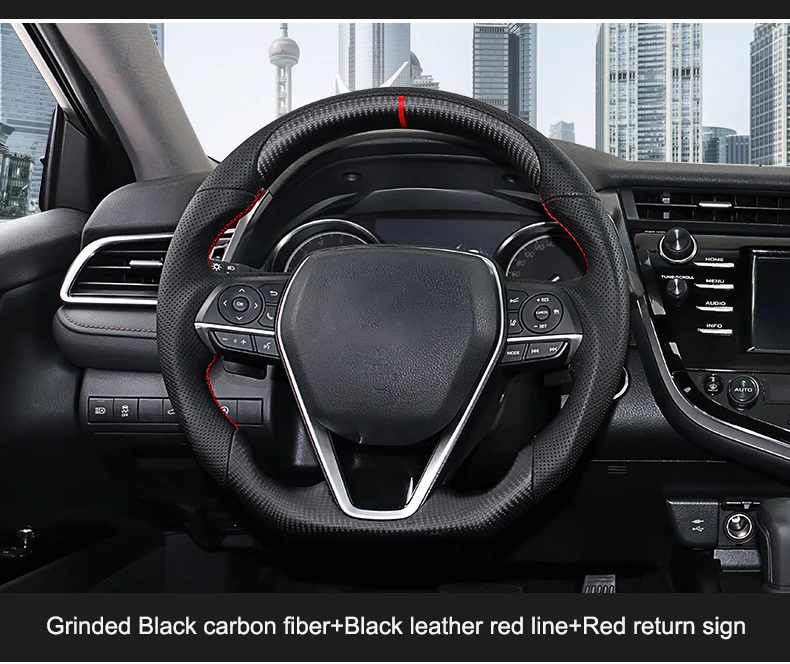 QHCP руль из настоящего углеродного волокна, настраиваемая замена, Модифицированная натуральная кожа, персиковая деревянная принадлежность для Toyota Camry
