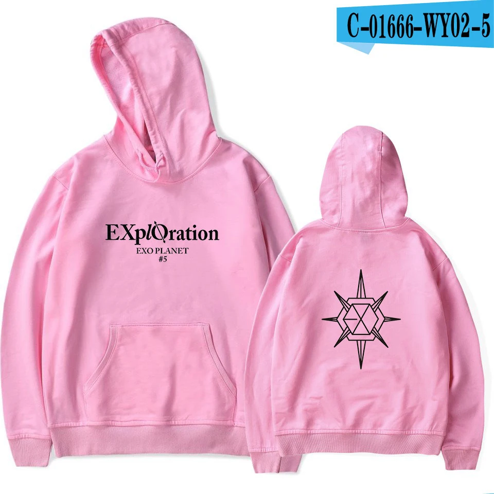 Kpop EXO/женские толстовки высокого качества, модные, розовые, красные, белые, черные, хлопковые повседневные толстовки с принтом EXO для девочек - Цвет: pink