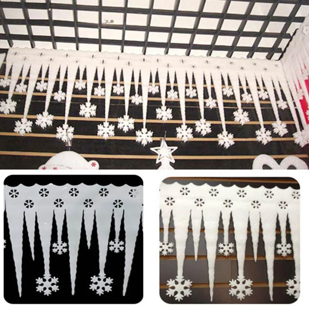 2Pcs DIY Window Decoration White Snowflake Ice Strip Ornament Christmas Party Snowflake Artificial Snow Christmas Party Decor