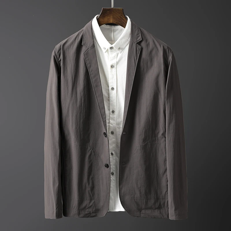 New Fashion Men Slim Autumn Suit Blazer Formal Business Male Suit Jacket Two Button Lapel Casual Long Sleeve Pockets Top