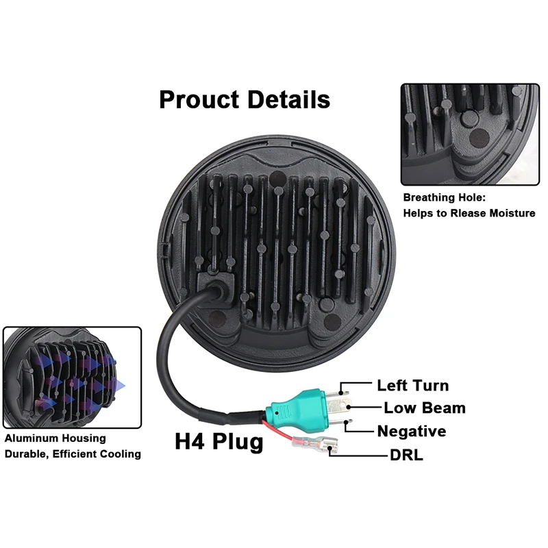 5,75 дюймовый светодиодный фонарь для мотоцикла 66W H/L, передняя фара для дальнего света, DRL, ангельский глаз, светодиодный фонарь