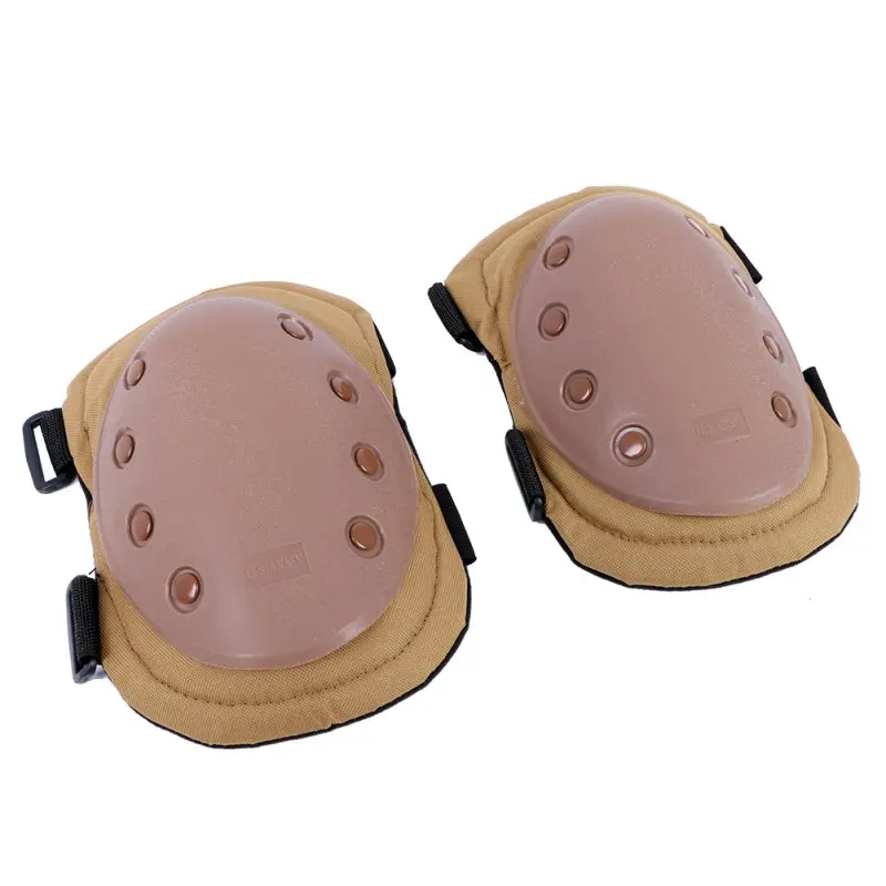 Coffee Outdoor Adjustable Tactical Military Paintball Skate Elbow Knee Pads Airsoft Combat Protective Set Hot Sale - Цвет: Coffee