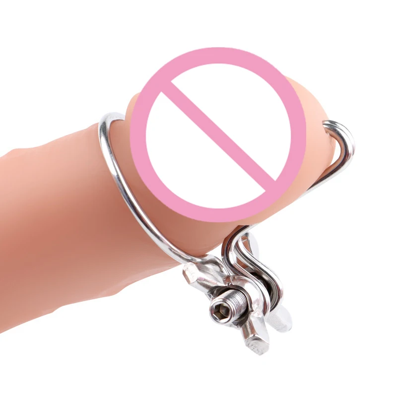 Male Horse Eye Urethra Expander with Elastic Clamp Stainless Steel Urethral Locking Ring Glans Rod Penis Plug
