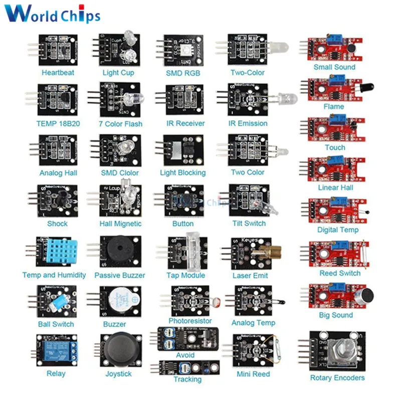 45 в 1 сенсорные модули 37 в 1 сенсор комплект стартовый набор для arduino Raspberry pi UNO R3 MEGA2560 37 сенсор s ассортимент DIY комплект