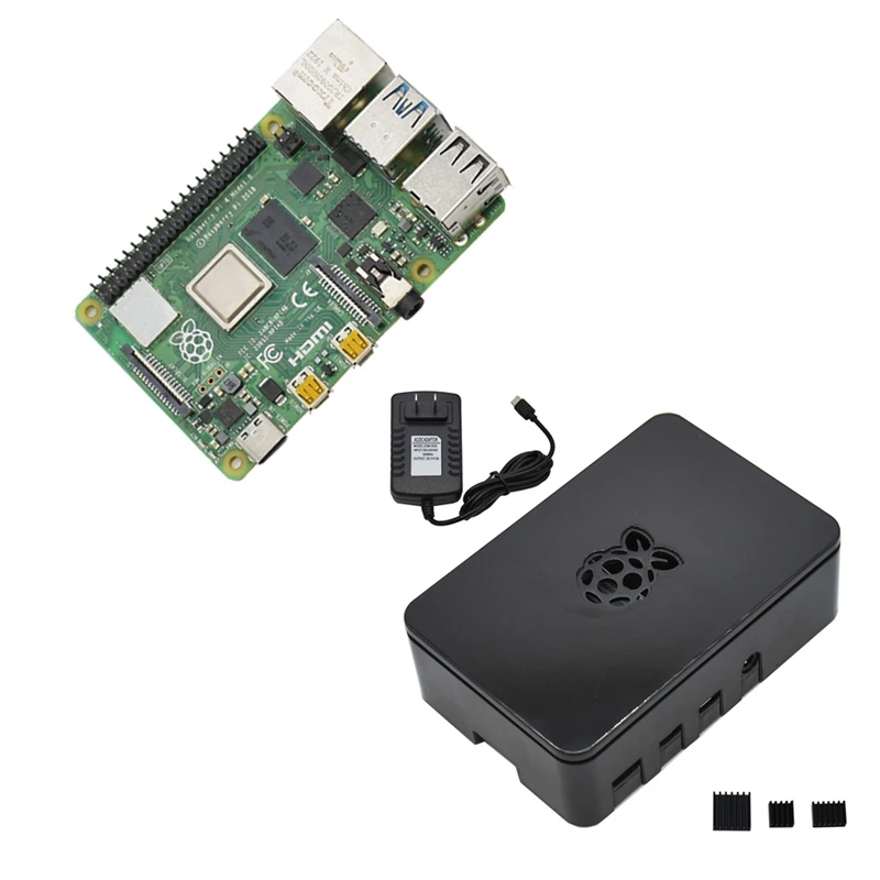 Для Raspberry Pi 4B ABS черный чехол 2G ram DIY Kit с радиатором 5V 3A адаптер питания для Raspberry PI 4 Модель B