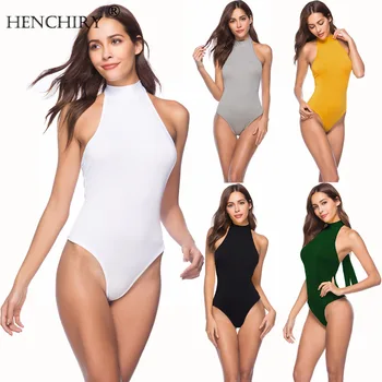 

HENCHIRY New Women's Summer Hot Selling Sexy Backless Strap Siamese Shirt Women's Solid Color Bodysuit Bottoming Shirt S-XL Size