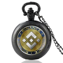 

2022 Fashion Binance Symbol Glass Cabochon Quartz Pocket Watch Vintage Men Women Pendant Necklace Watches Gifts