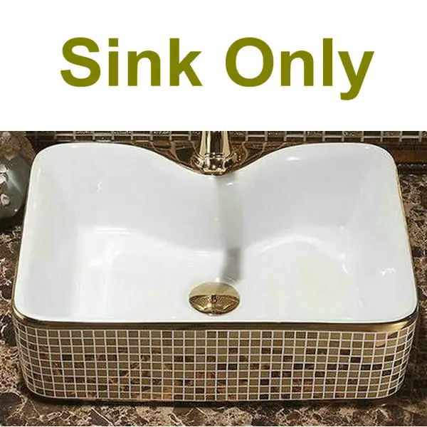 Мозаичная Золотая художественная столешница прямоугольная керамика раковина для ванной комнаты - Цвет: Sink2 Only