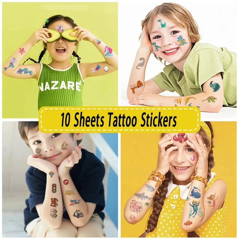 10Pcs/lot Cartoon Tattoo Stickers Children Hands Arm Unicorn Temporary Fake Tattoos Kids Birthday Party Decorations DIY Body Art