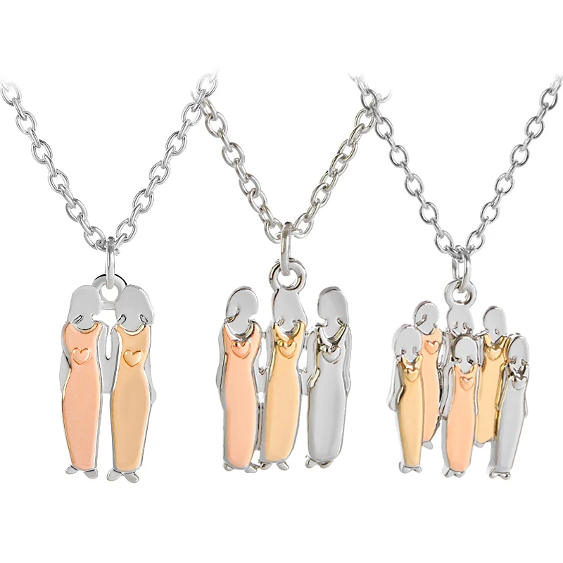 

Collier Femme 2018 Fashion Jewelry Silver Chain Best Friends Necklaces for 4 Mima & Oly Family Pendant Sister Necklace Women