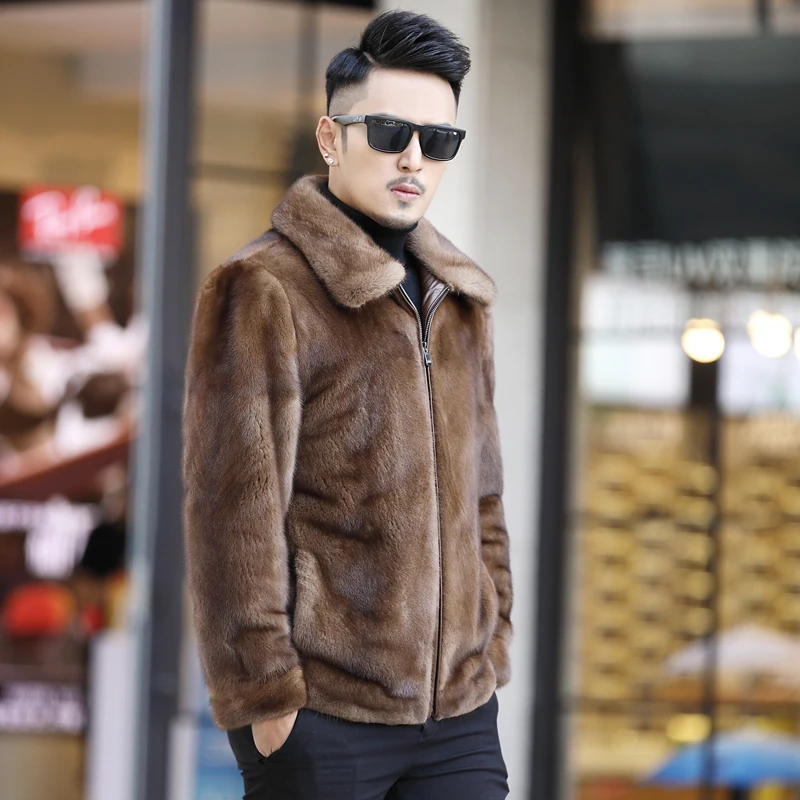 Luxury Real Fur Coat Winter Jacket Men Natural Mink Fur Coat Men Clothes Warm Short Fur Jackets Plus Size Erkek Mont MY5182