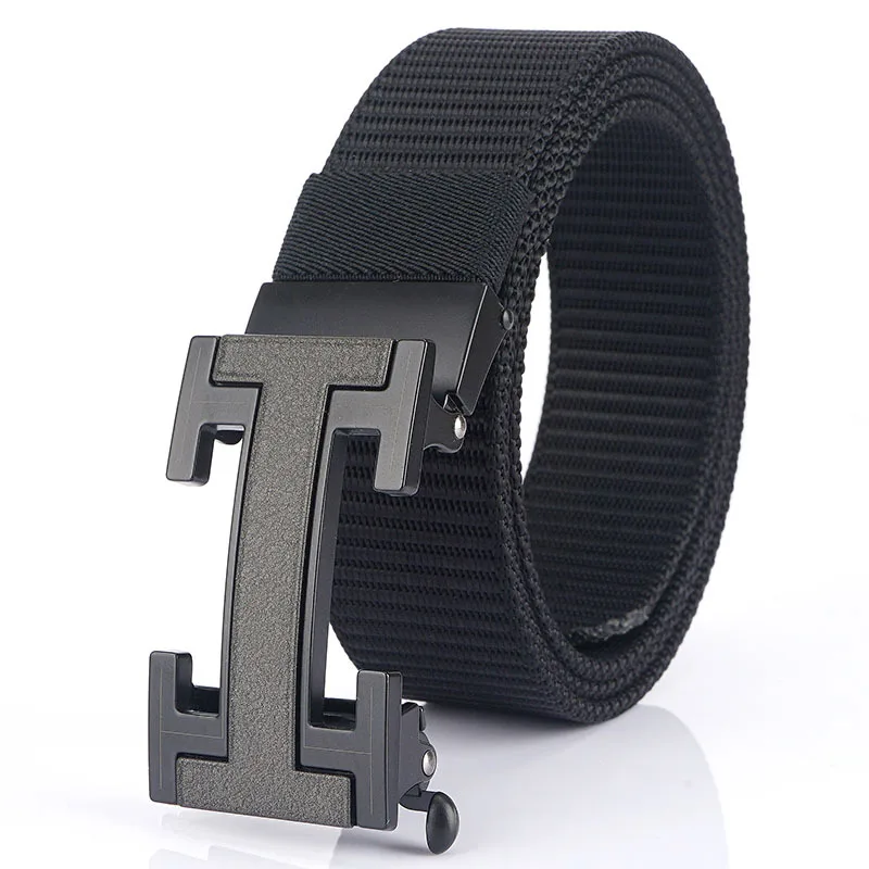 

Brand Fashion Men's Belt Letter Metal Automatic Buckle Designer Belts Top Quality Business Style Male Trousers Belt Nylon Strap